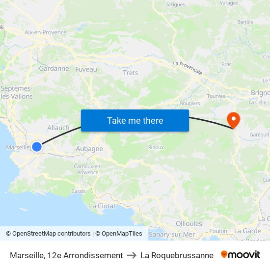 Marseille, 12e Arrondissement to La Roquebrussanne map