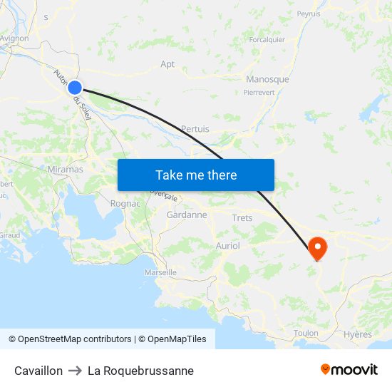 Cavaillon to La Roquebrussanne map