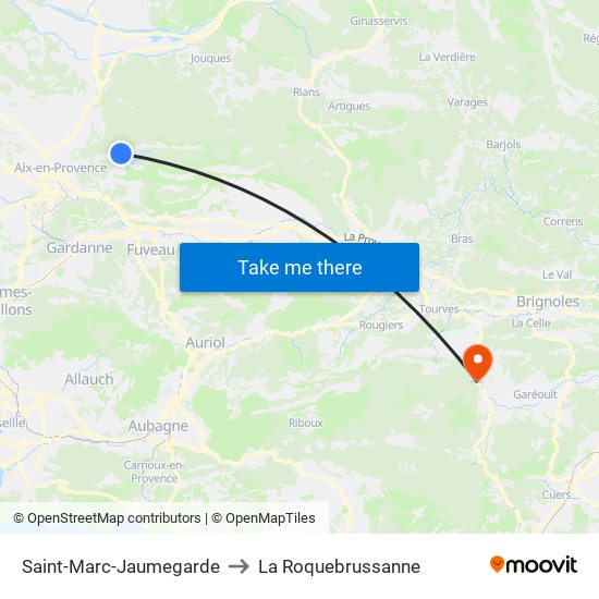 Saint-Marc-Jaumegarde to La Roquebrussanne map