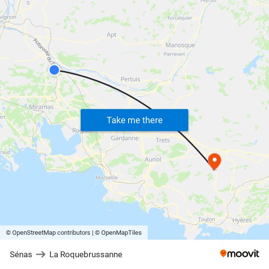 Sénas to La Roquebrussanne map
