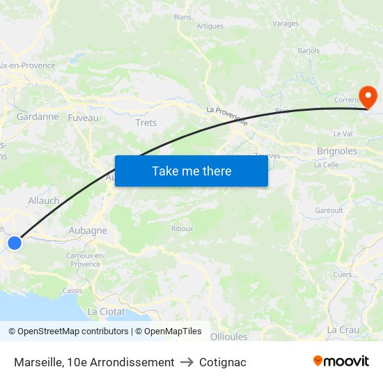 Marseille, 10e Arrondissement to Cotignac map