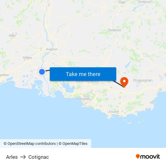 Arles to Cotignac map