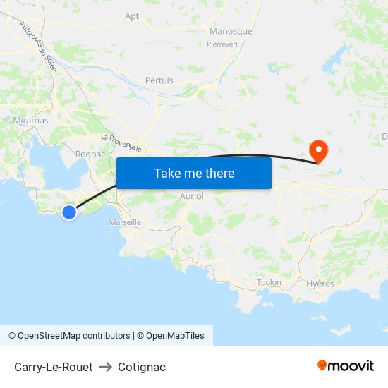 Carry-Le-Rouet to Cotignac map