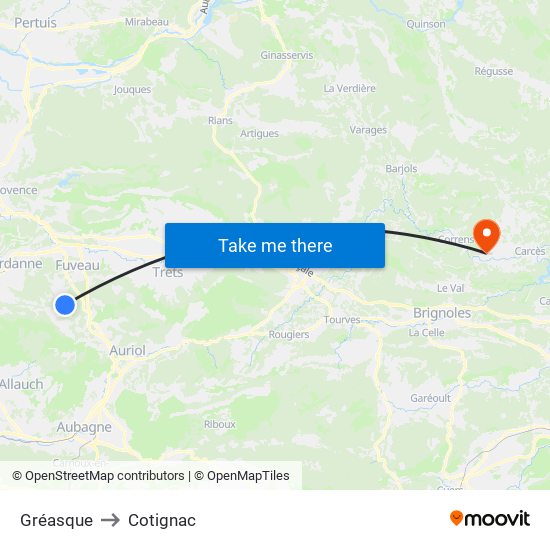 Gréasque to Cotignac map