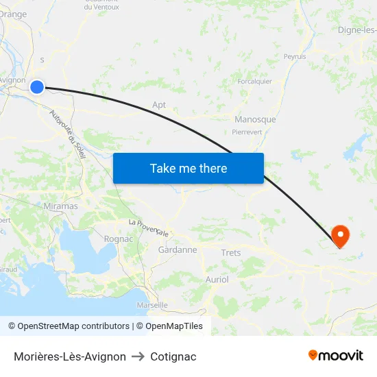 Morières-Lès-Avignon to Cotignac map