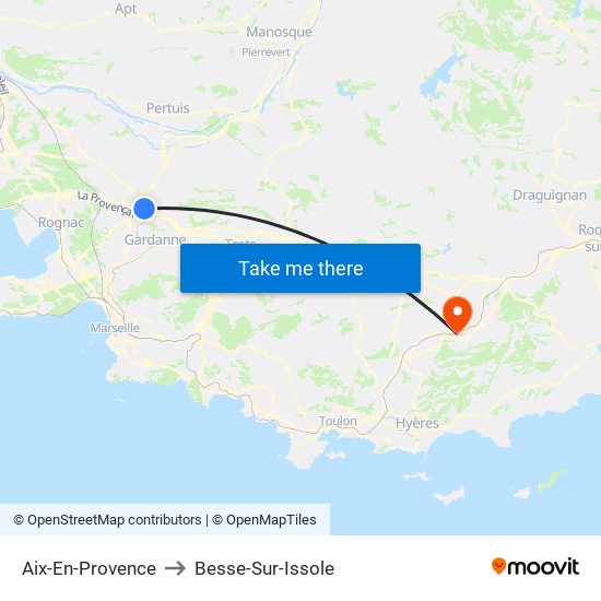 Aix-En-Provence to Besse-Sur-Issole map