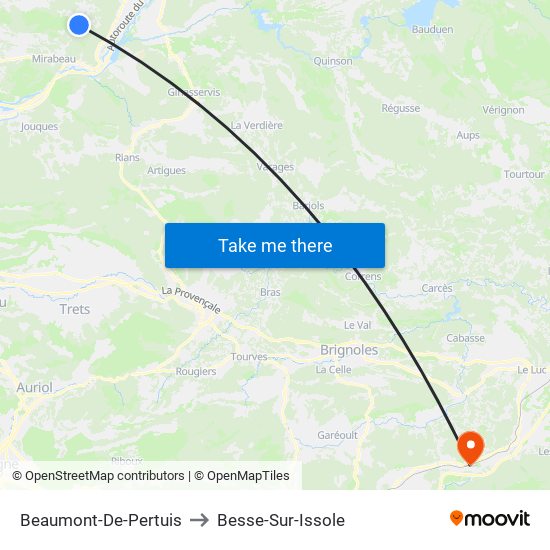 Beaumont-De-Pertuis to Besse-Sur-Issole map