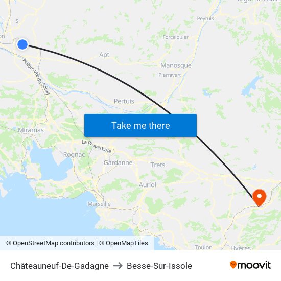 Châteauneuf-De-Gadagne to Besse-Sur-Issole map