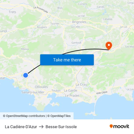 La Cadière-D'Azur to Besse-Sur-Issole map