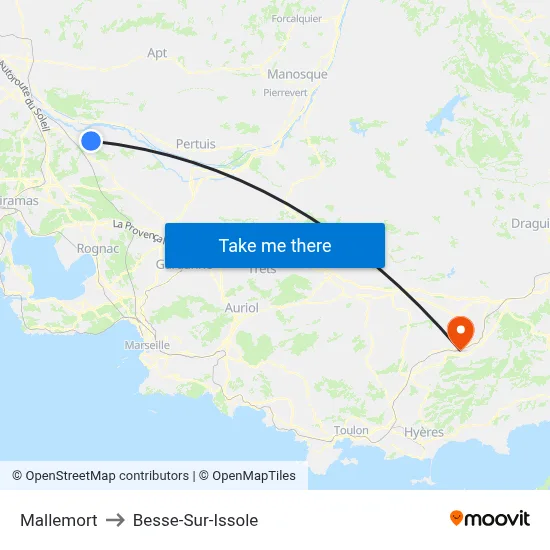Mallemort to Besse-Sur-Issole map