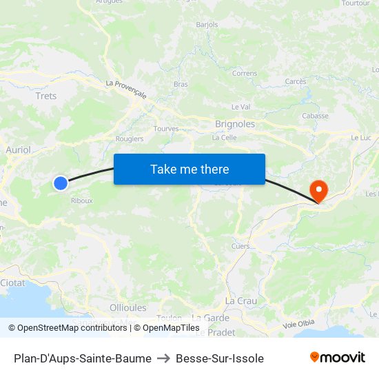 Plan-D'Aups-Sainte-Baume to Besse-Sur-Issole map