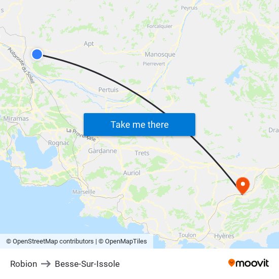 Robion to Besse-Sur-Issole map