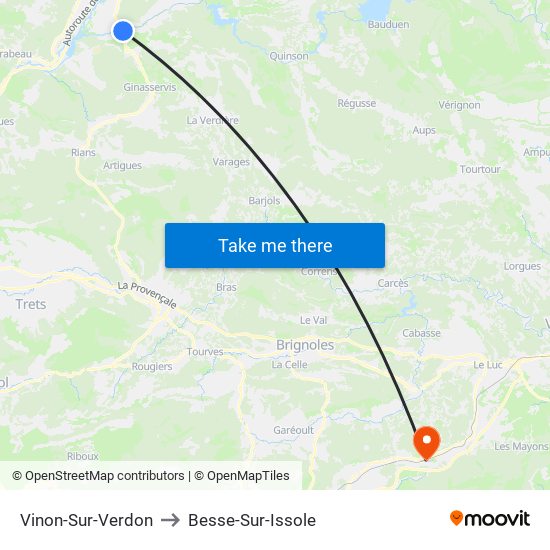 Vinon-Sur-Verdon to Besse-Sur-Issole map