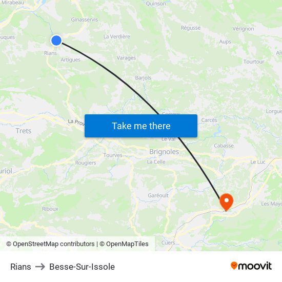 Rians to Besse-Sur-Issole map