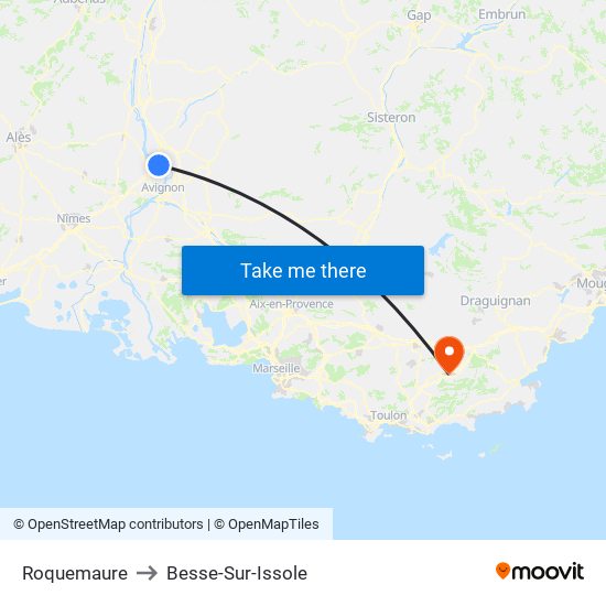 Roquemaure to Besse-Sur-Issole map