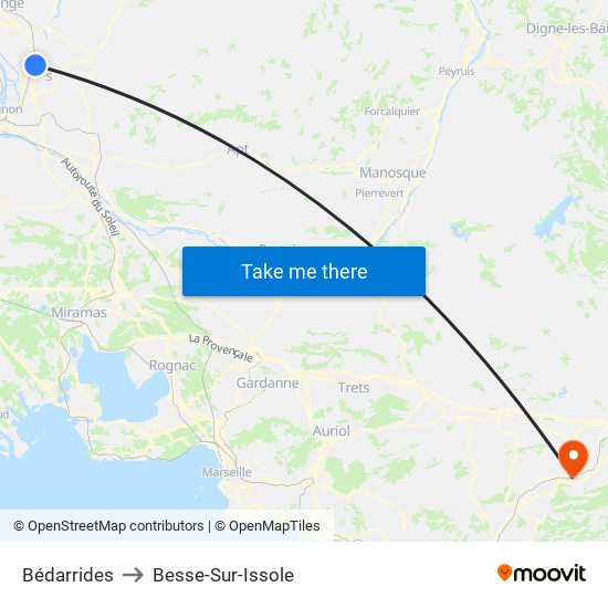 Bédarrides to Besse-Sur-Issole map
