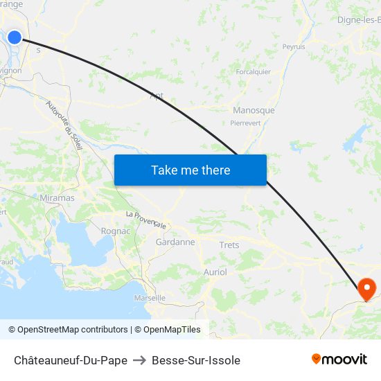 Châteauneuf-Du-Pape to Besse-Sur-Issole map