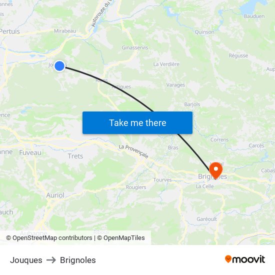 Jouques to Brignoles map