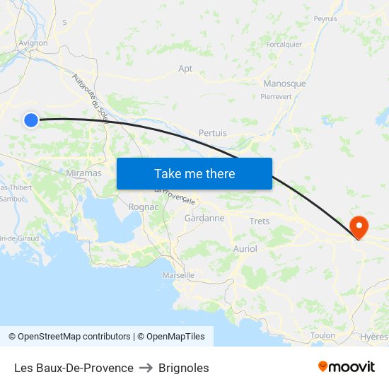 Les Baux-De-Provence to Brignoles map