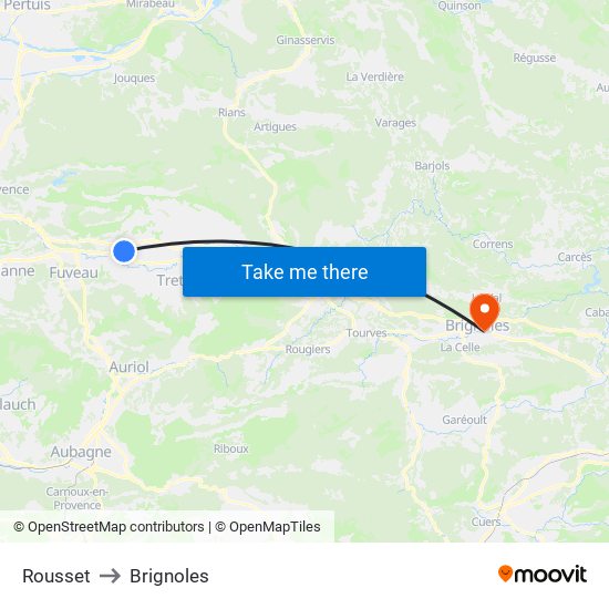Rousset to Brignoles map