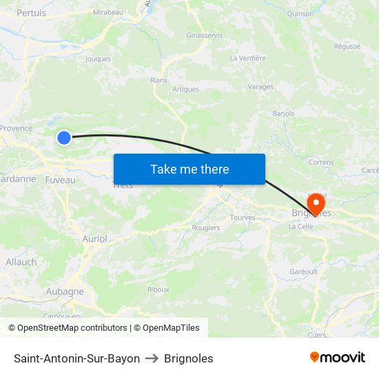 Saint-Antonin-Sur-Bayon to Brignoles map