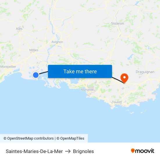 Saintes-Maries-De-La-Mer to Brignoles map