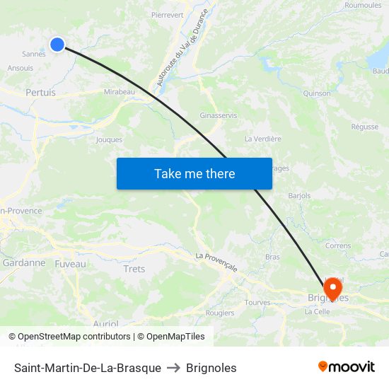 Saint-Martin-De-La-Brasque to Brignoles map