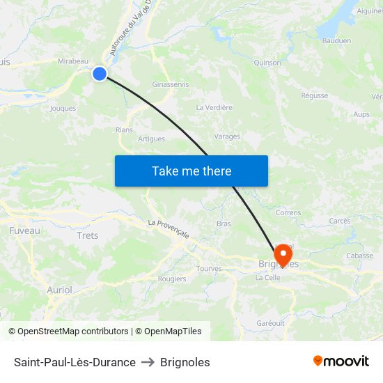 Saint-Paul-Lès-Durance to Brignoles map
