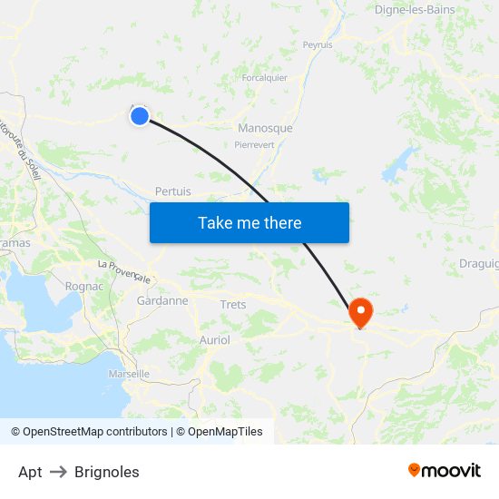Apt to Brignoles map