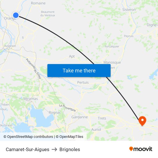 Camaret-Sur-Aigues to Brignoles map