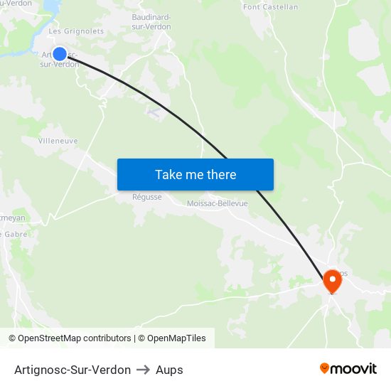 Artignosc-Sur-Verdon to Aups map