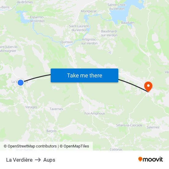 La Verdière to Aups map