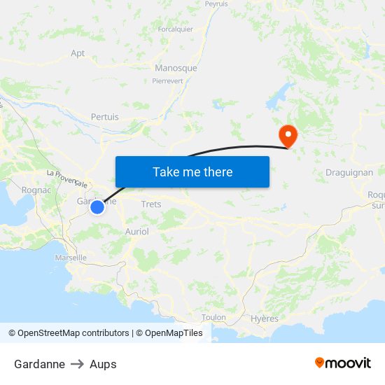 Gardanne to Aups map