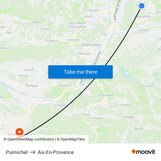 Puimichel to Aix-En-Provence map