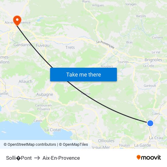 Solli�Pont to Aix-En-Provence map