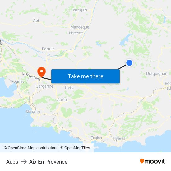 Aups to Aix-En-Provence map