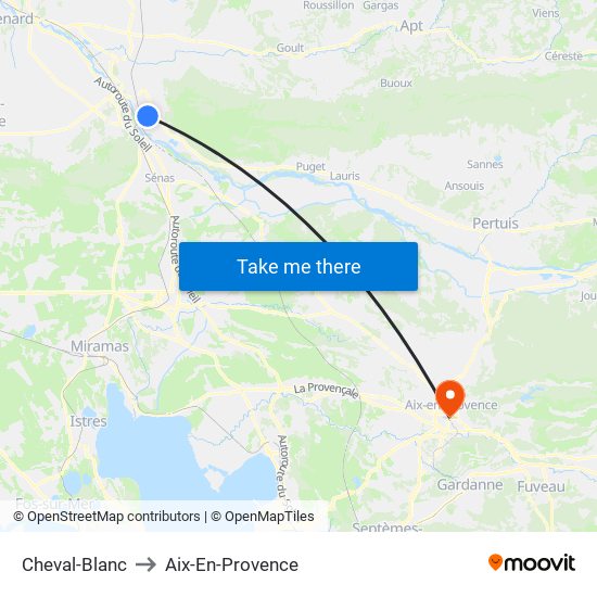 Cheval-Blanc to Aix-En-Provence map
