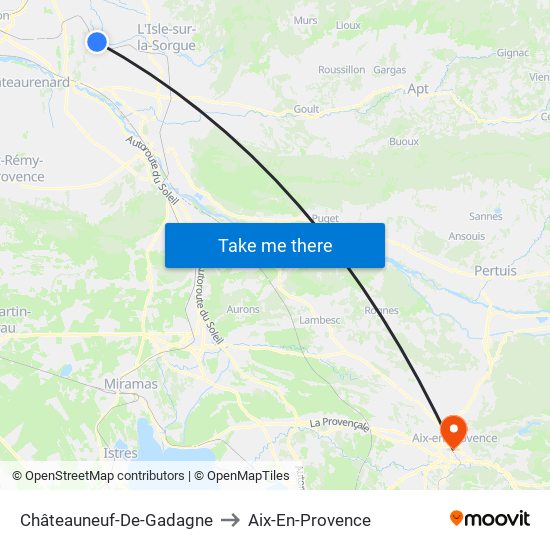 Châteauneuf-De-Gadagne to Aix-En-Provence map