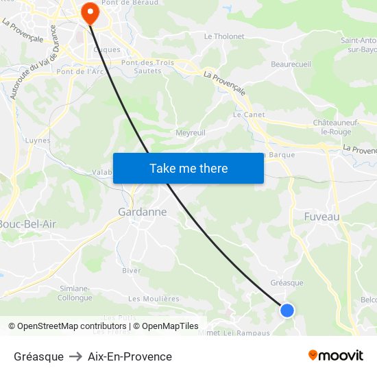 Gréasque to Aix-En-Provence map