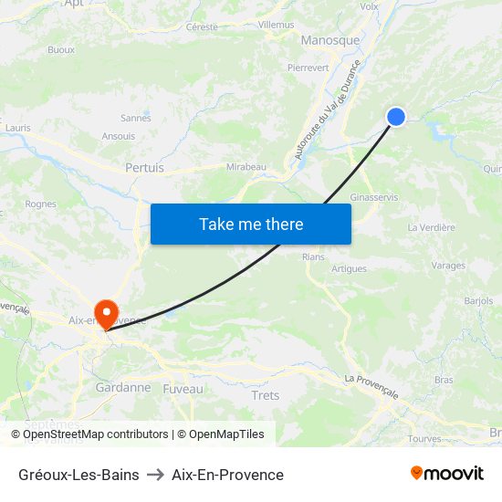 Gréoux-Les-Bains to Aix-En-Provence map