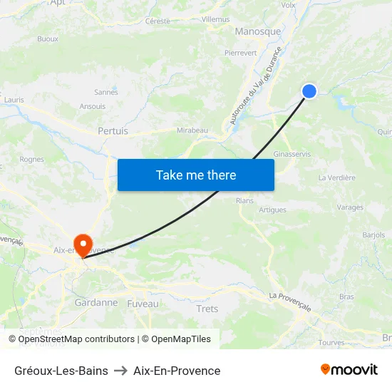 Gréoux-Les-Bains to Aix-En-Provence map