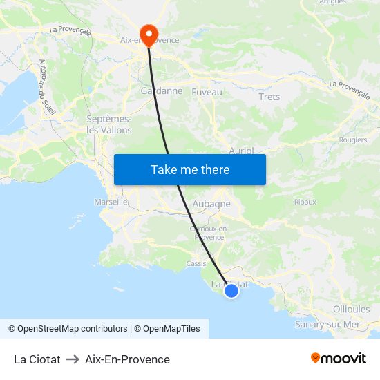 La Ciotat to Aix-En-Provence map