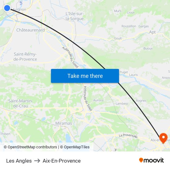 Les Angles to Aix-En-Provence map
