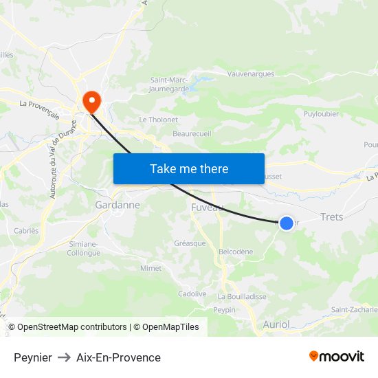 Peynier to Aix-En-Provence map