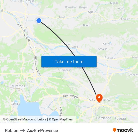 Robion to Aix-En-Provence map