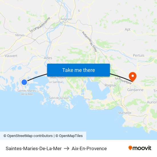 Saintes-Maries-De-La-Mer to Aix-En-Provence map