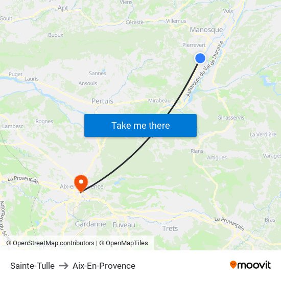 Sainte-Tulle to Aix-En-Provence map