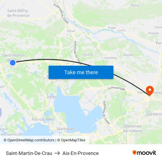 Saint-Martin-De-Crau to Aix-En-Provence map