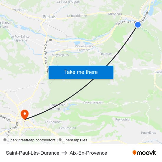 Saint-Paul-Lès-Durance to Aix-En-Provence map