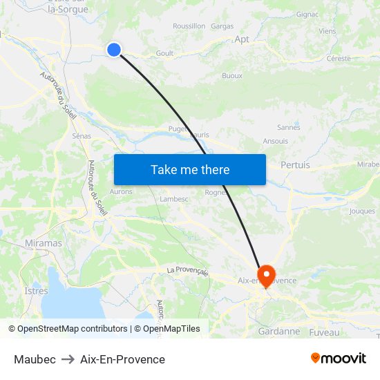 Maubec to Aix-En-Provence map